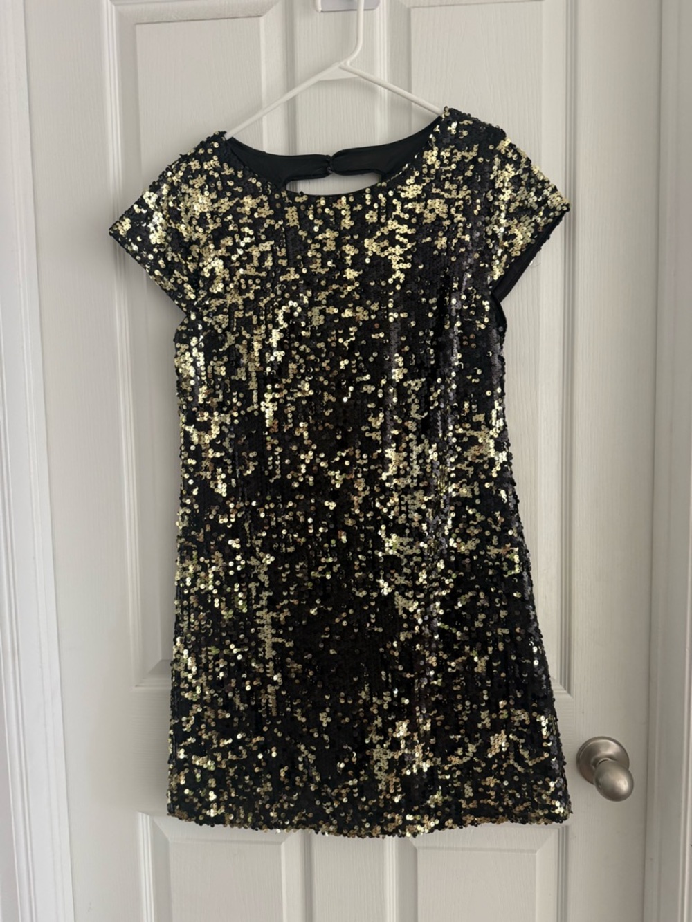 Skies Are Blue Black and Gold Sequin Dress